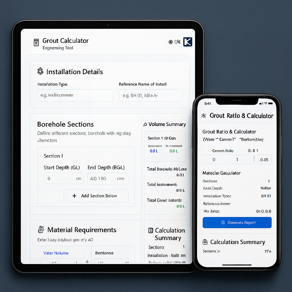Grout Calculator β Engineering Tool - Kraftor Systems