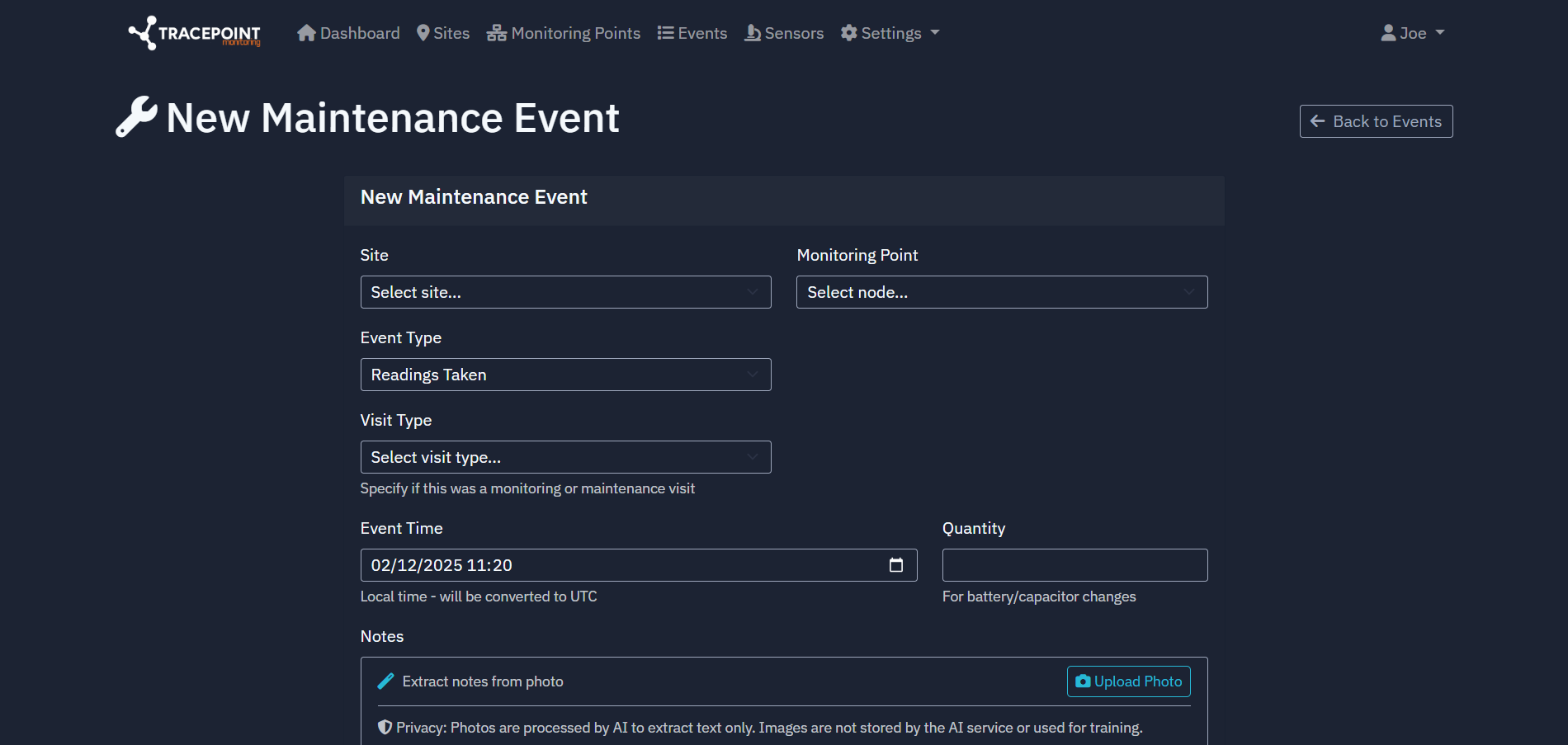 Create an event page on Tracepoint app